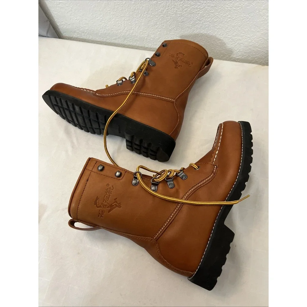 Mens Fin Feather‎ Boots Size 6 D Med Brown Leather 989 9